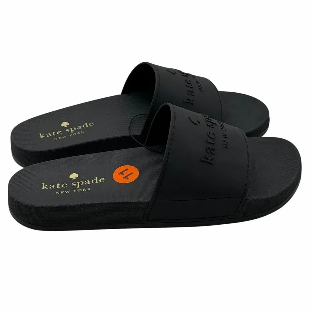NWT Kate Spade Black Logo Slide Sandals Size 11